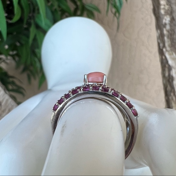 Oregon Peach Opal Rhodolite Garnet Zircon Sterling Silver Ring - Picture 10 of 15